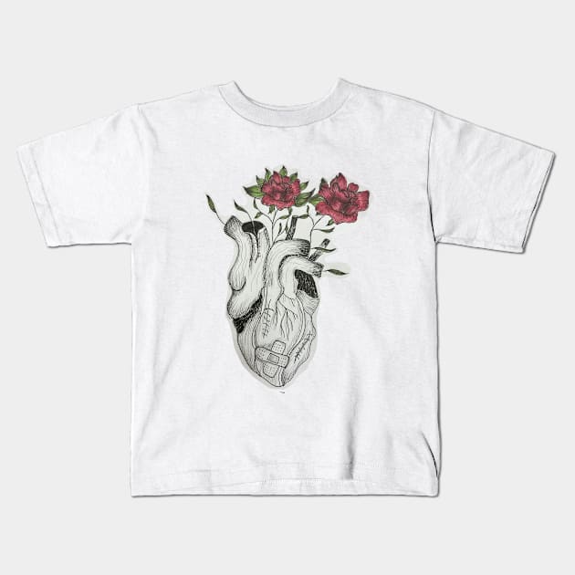 Floral heart Kids T-Shirt by Nihakii